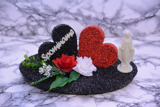 Srdiečka v podstavci 28x17,5x11cm