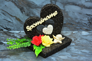 Veľké srdce v podstavci 16,5x16,5x18cm